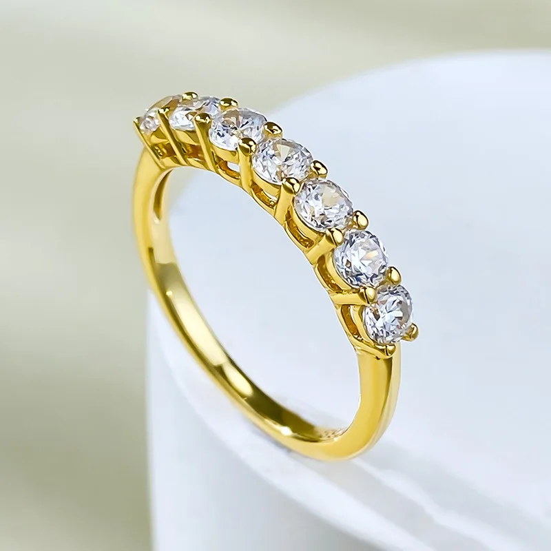 

S925 Silver New Gold Plated Zircon Inlaid Women's Ring Fashionable, Exquisite, Versatile Women's Jewelry