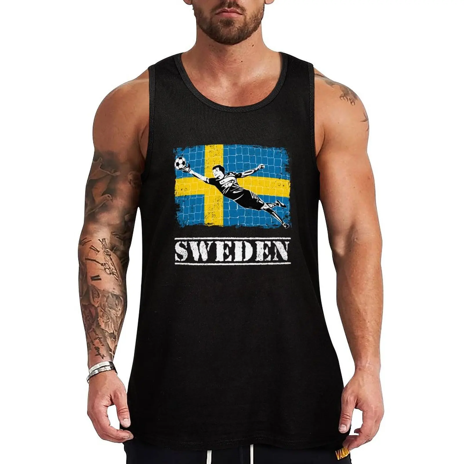 

Sweden Soccer Supporter Goalkeeper Shirt Tank Top vests for men Working vest Men's tops