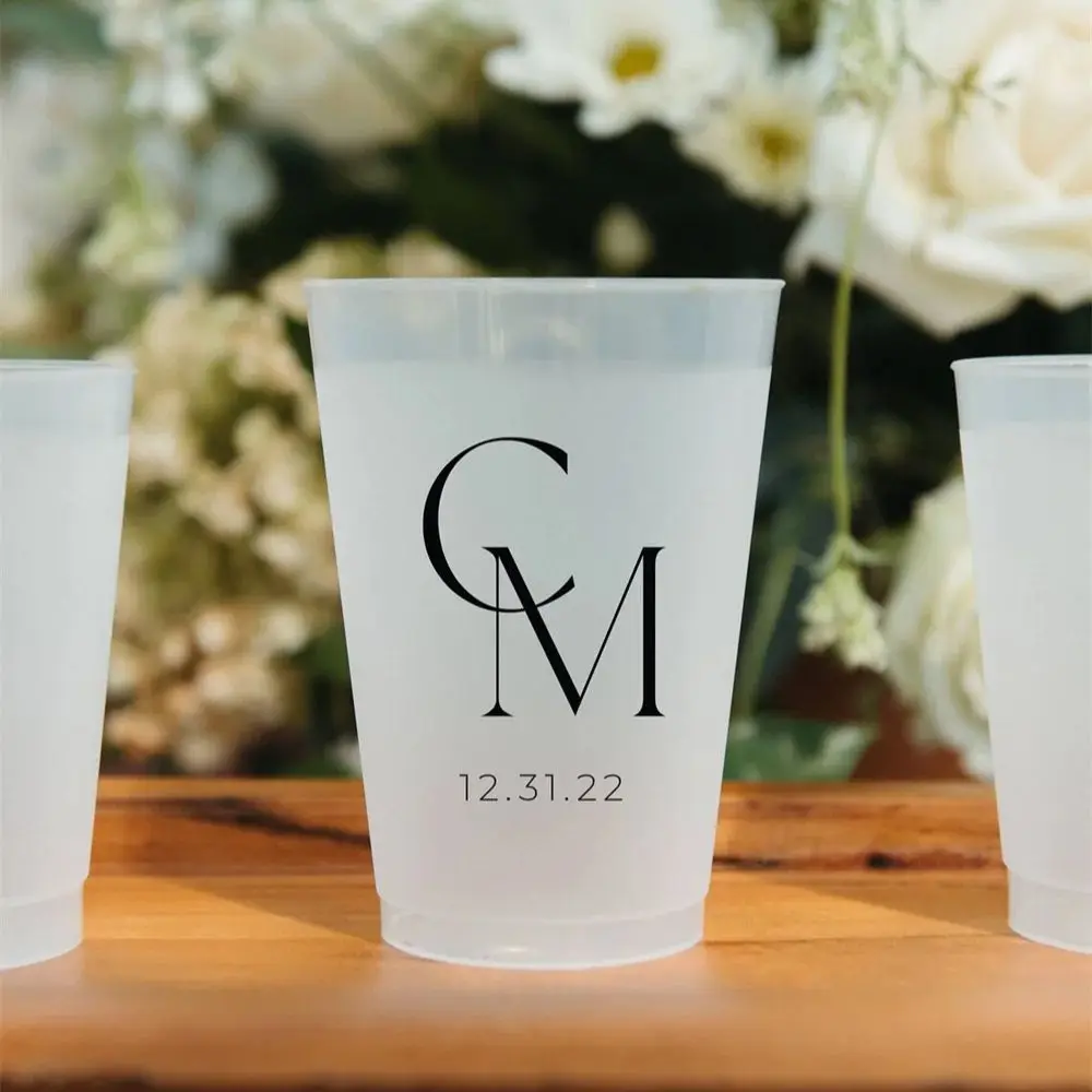 

Customized Frosted Shatterproof Flex Cups, Personalized Wedding Favor Cups, Wedding Favors, Minimalistic Wedding, Modern Wedding