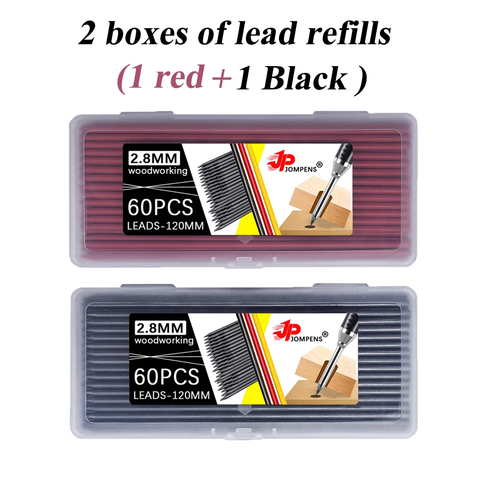 2.8mm Black Red Yellow Deep Hole Marking Woodworking Pencil Refill-2*60pcs Large Capacity for Mechanical Pencil Lead
