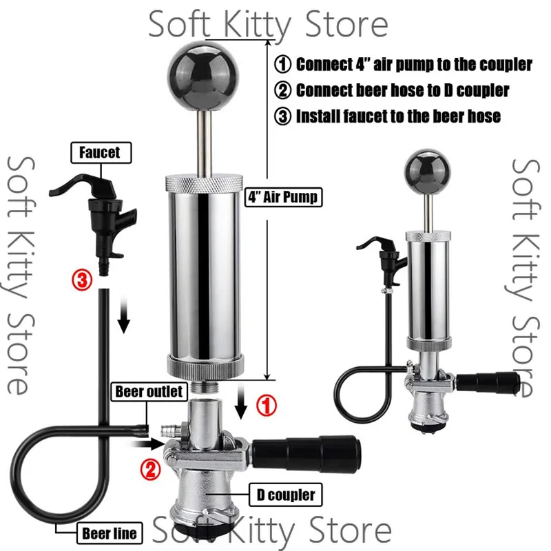 8-Inch outdoor draft beer keg Beer pump Craft beer D-type pump  picnic pump S-type