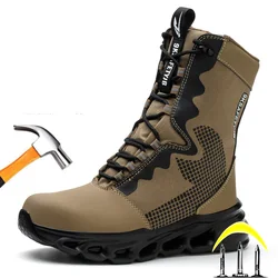 2024 New Work Boots Safety Steel Toe Shoes Men Protective Shoes Anti-smash Anti-puncture High Top Safety Shoes Men Boots