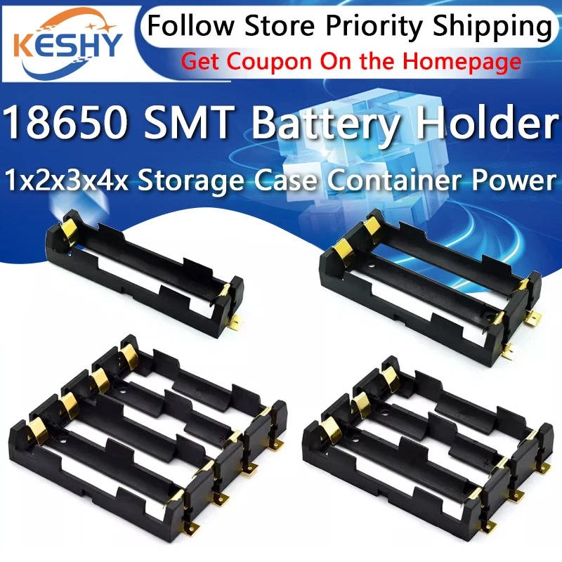 1x2x3x4x 18650 SMT Battery Holder 18650 SMD Battery Box Storage Case Container Power Bank With Bronze Pins Rechargeable SMT