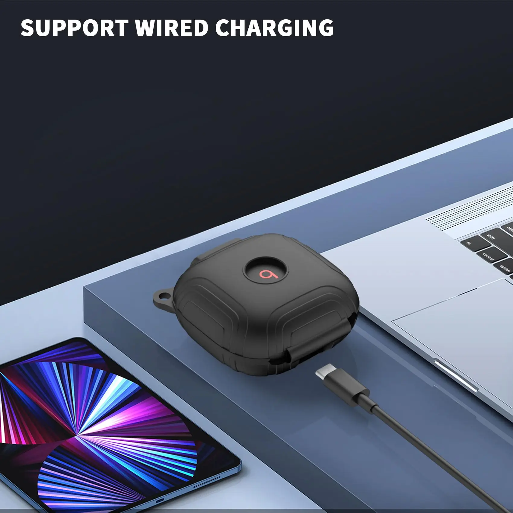 애플 비츠 핏 프로용 케이스, 실리콘 보호 이어버드, 분실 방지 랜야드 키체인 포함, 충격 방지 케이스, 2021