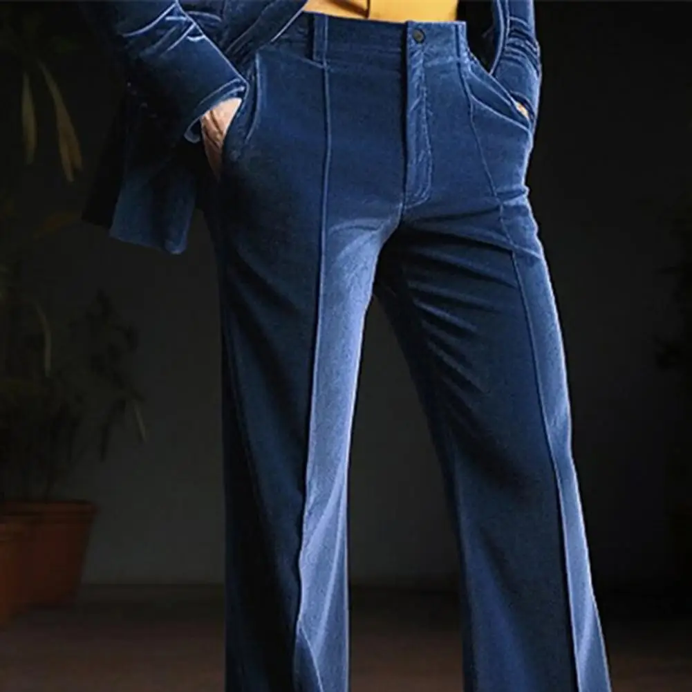 Men Flared Pants Casual Plain Business Dress Pants Pocket Men Formal Trousers Outdoor Daily Wide Leg Fashion Flare Pant