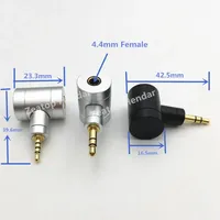 1Pcs HIFI Angle 4.4 Balanced Earphone Adapter 4.4mm Female to 2.5mm 4Pole / 3.5mm 3Pole Male Plug DIY for SONY , Music Players