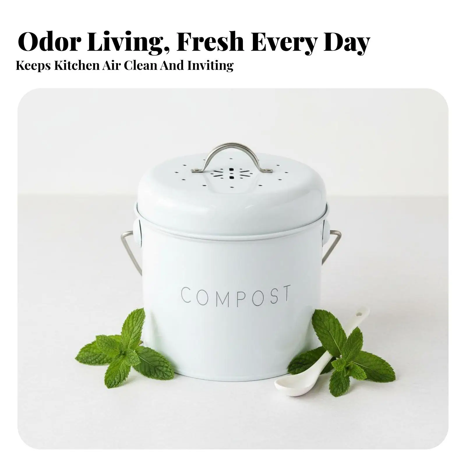 Mini Desktop Trash Can Composting Bin with Lid Counter Top Waste Container for Composting Food Scraps in Kitchen