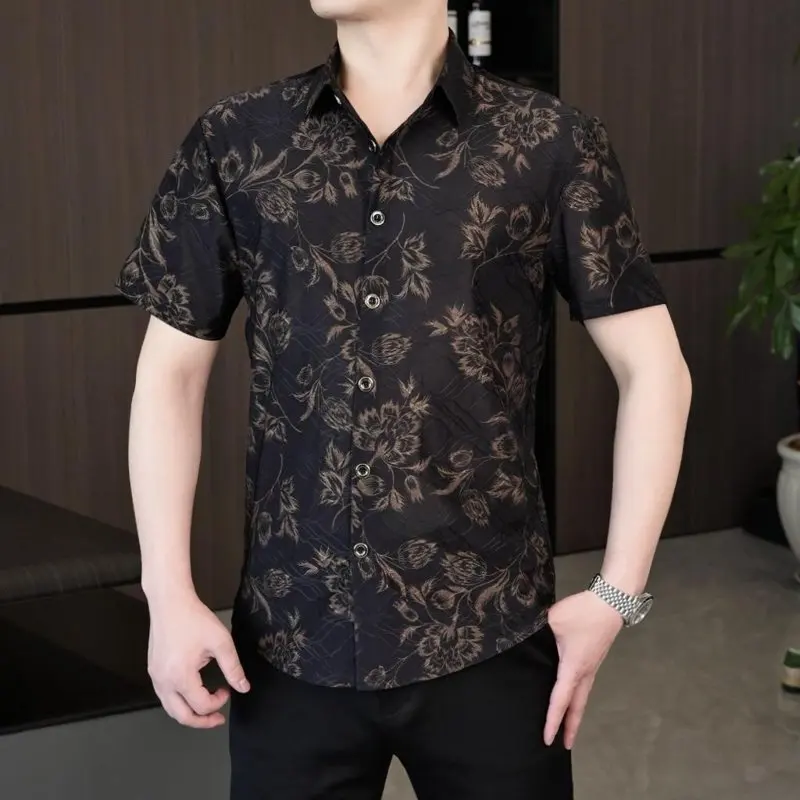 2026 Summer New Style Men's Best-Selling Short-Sleeved Shirt, Slim-Fitting Blouse