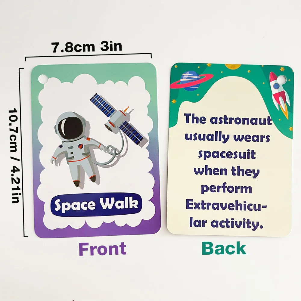 Space Cognition English Flashcards for Kids Solar System Planet Space Adventure Park Educational Learning Cards Teaching Tools
