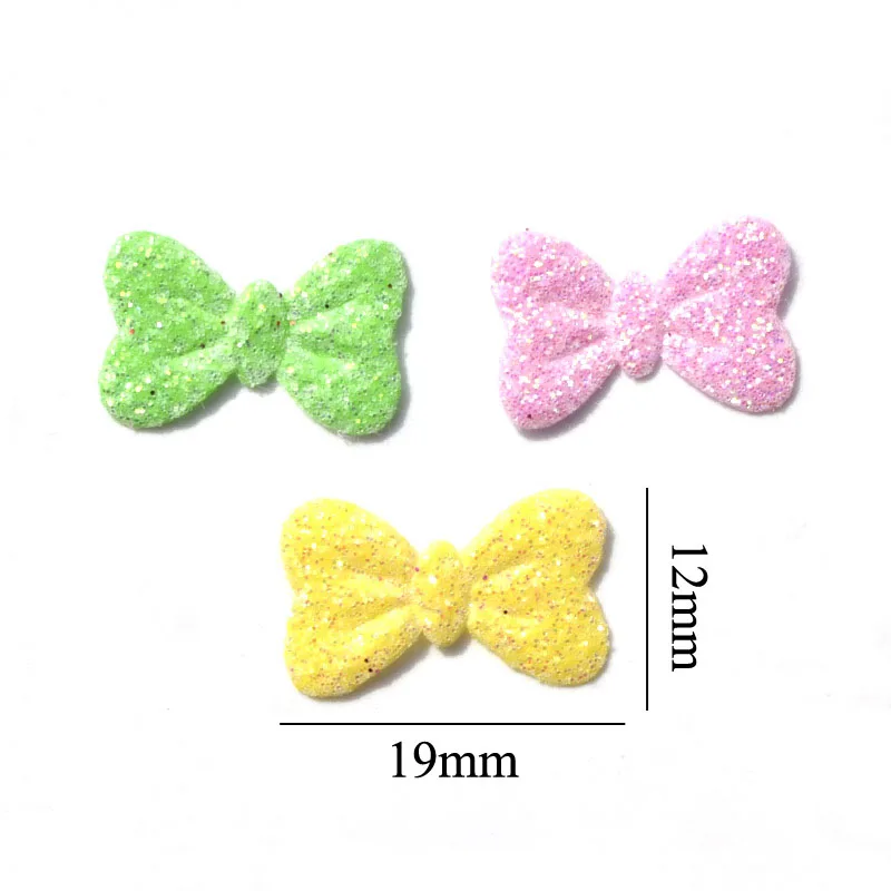 100Pcs Mixed Colors Glitter Nonwoven Bowknot Felt Fabric Patch DIY Cloth Appliques/Craft Wedding decoration