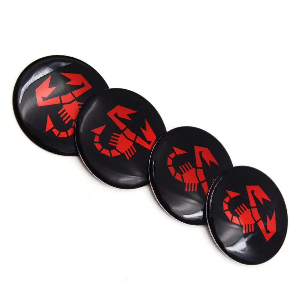 4x 56.5mm Red Scorpion Car Wheel Center Hub Cap Black Decal Sticker for 500 500X