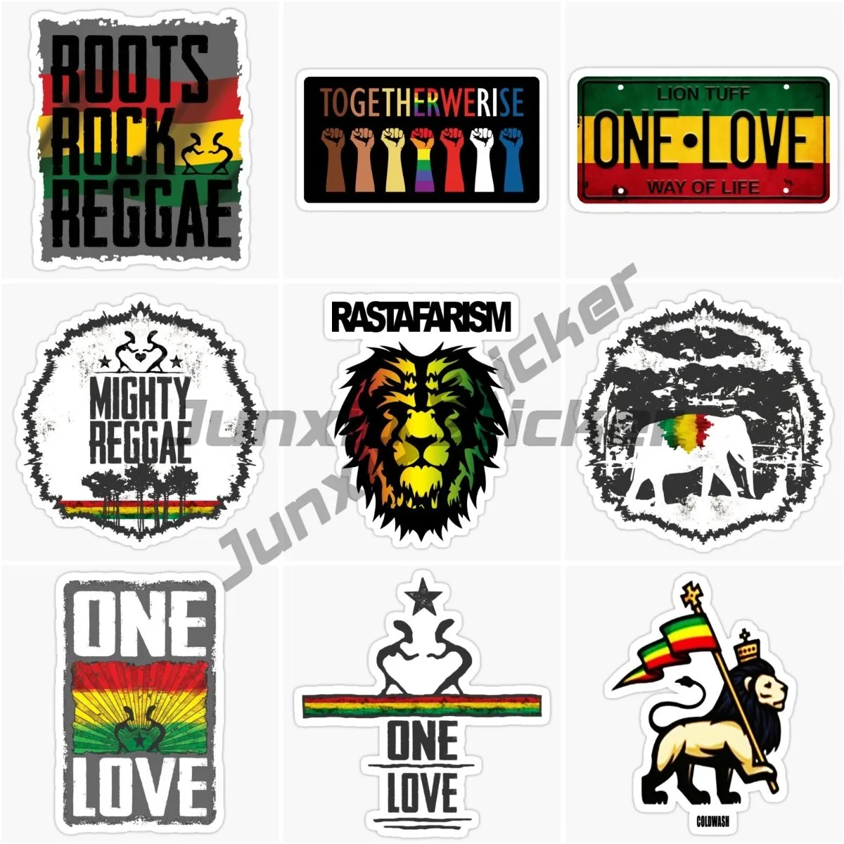 MARLEY One Love Reggae Decal Sound Wave, Rastafarian Rasta Vinyl Waterproof Stickers Car Laptop Wall Window Bumper Sticker