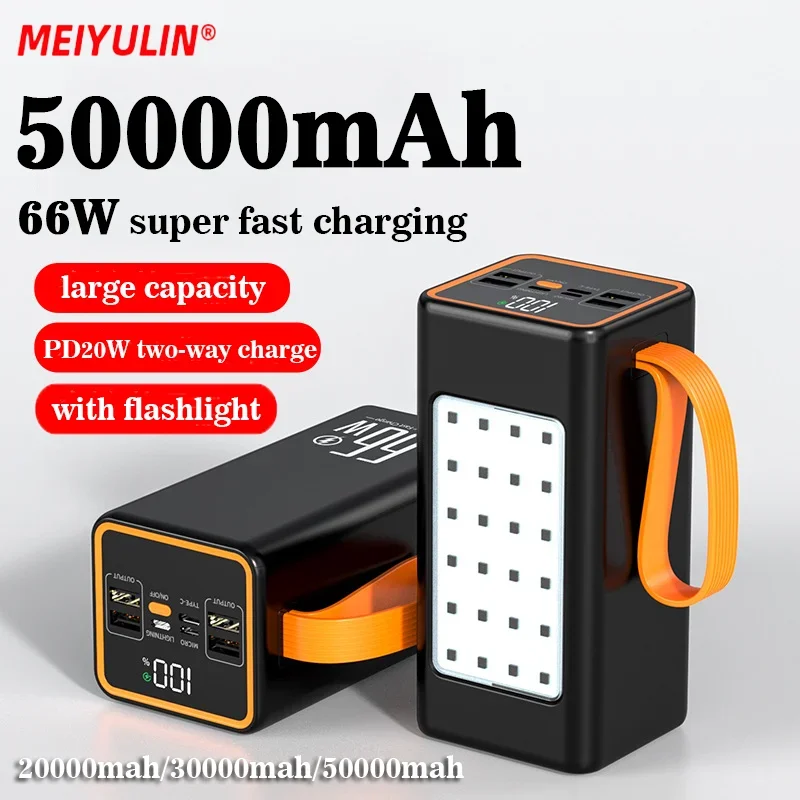 

50000mah 66w Power Bank Large Capacity Pd20w 20000mah Powerbank Portable Fast Charger External Battery For Iphone Huawei Samsung