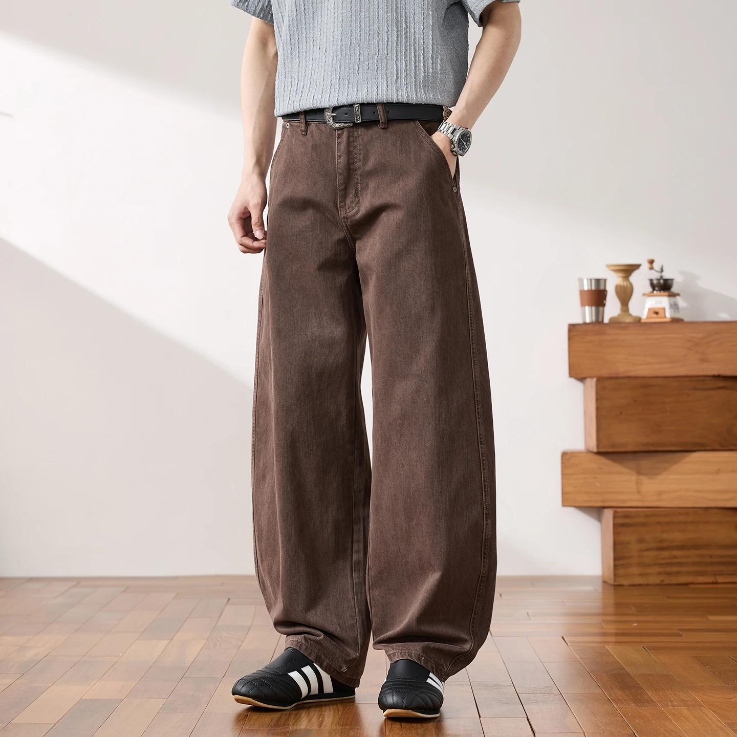 

Men Streetwear Fashion Hip Hop Loose Casual Washed Cotton Denim Wide Leg Baggy Jeans Pants Harem Trousers Vintage Jeans