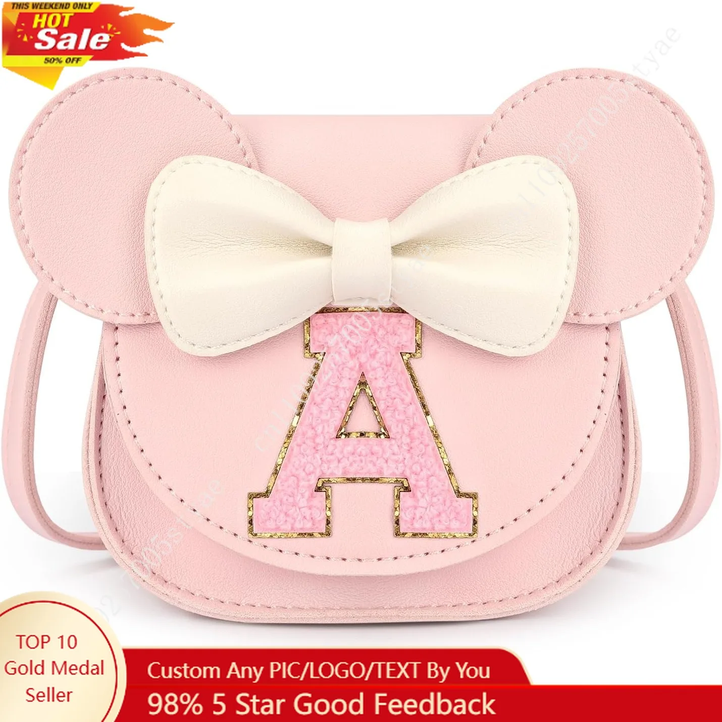 

Letter A Mouse Ears Purse Birthday Gifts Pink Casual Toys Fashion Accessories for Outdoor