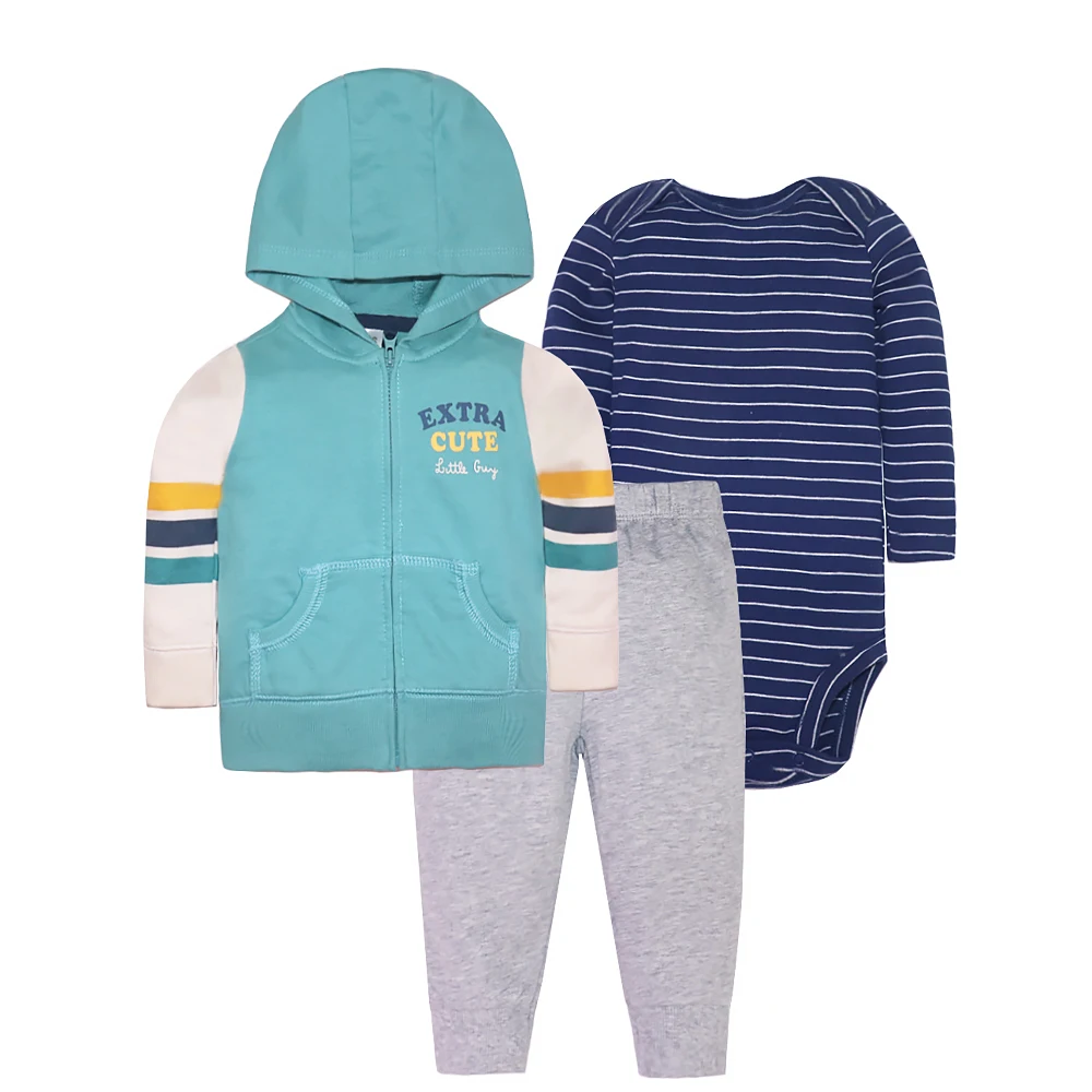 Baby Rompers Newborn Baby Boy Girl Clothes Set 100% Cotton 3Pcs Kids Long-Seeved Coat+Bodysuits+Pants Children Clothing Set