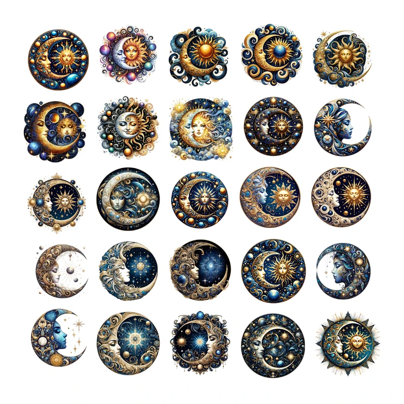 Moon and Sun with Goddess Heat Transfer For Clothing DIY Washable T-shirt Iron-On Thermal Sticker Fashion Patches Appliques