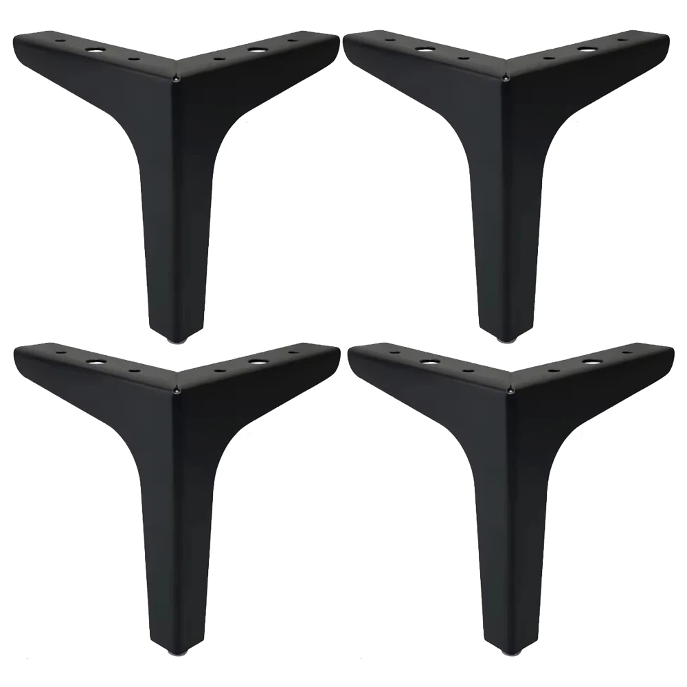 Patas de Metal para muebles modernos, patas de hierro de 13cm de altura, acabado negro mate, 4 piezas