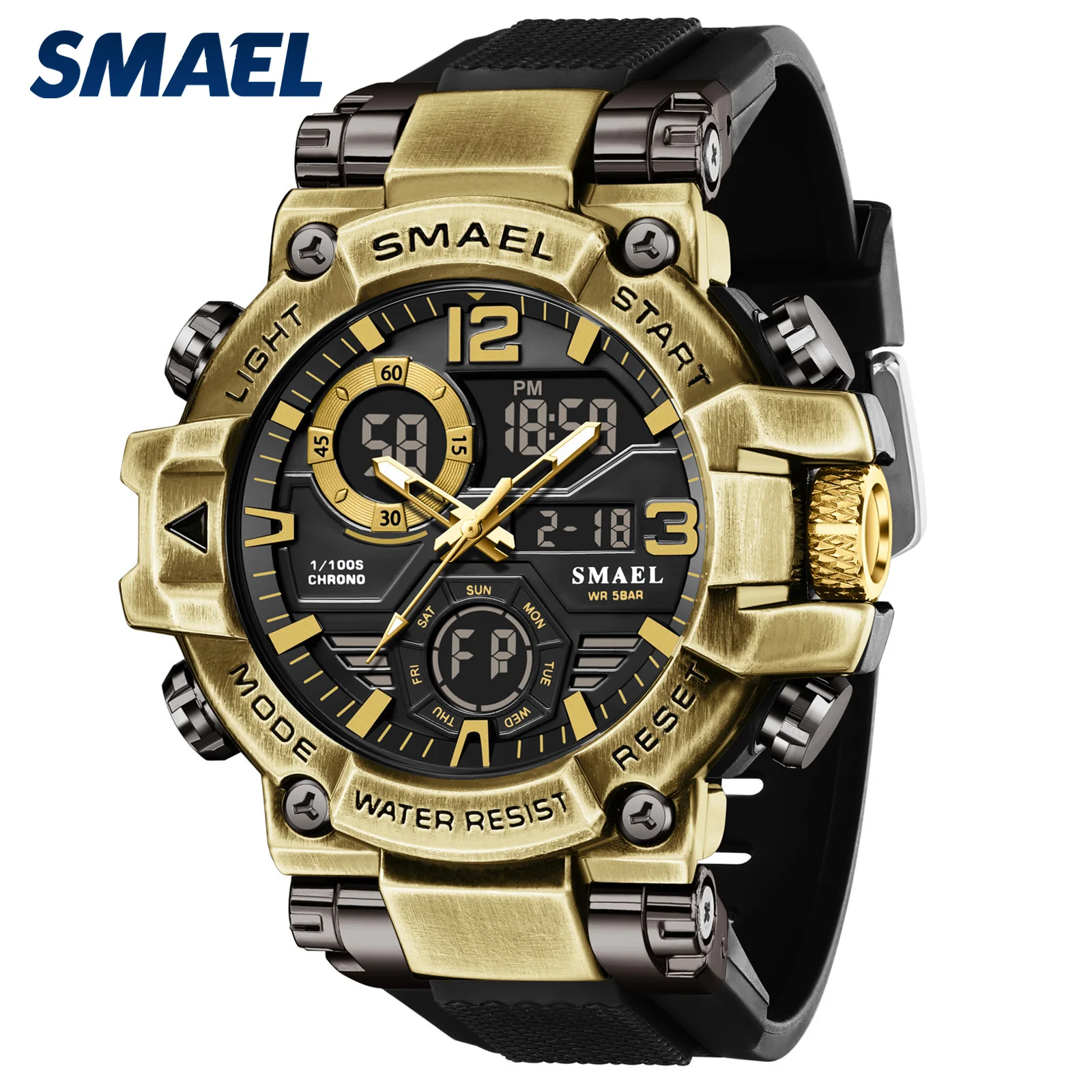 

SMAEL 8110 Цифровые часы Противоударные спортивные мужские электрические спортивные часы Мужские светодиодные часы Новые водонепроницаемые 50 м