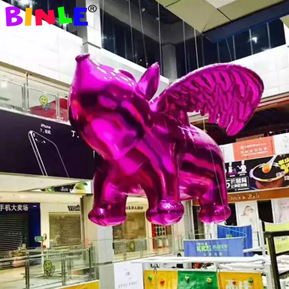 Popular Giant Inflatable Flying Pig Inflatable Pink Pig Cartoon With Wings For Exhibition