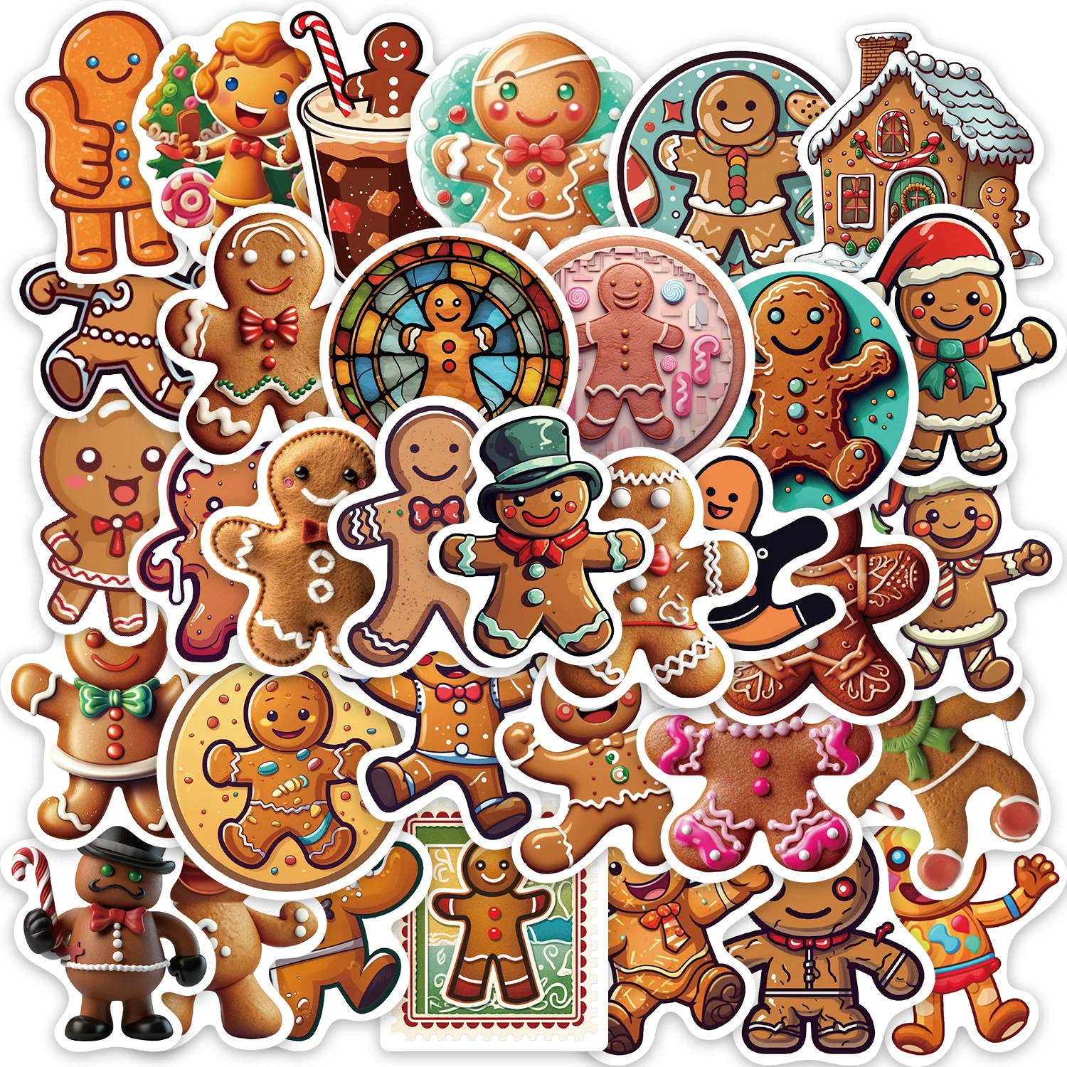 50 Uds. De pegatinas de hombre de jengibre de dibujos animados, funda de teléfono DIY, portátil, taza de agua aislada, pegatina de juguete de escritorio