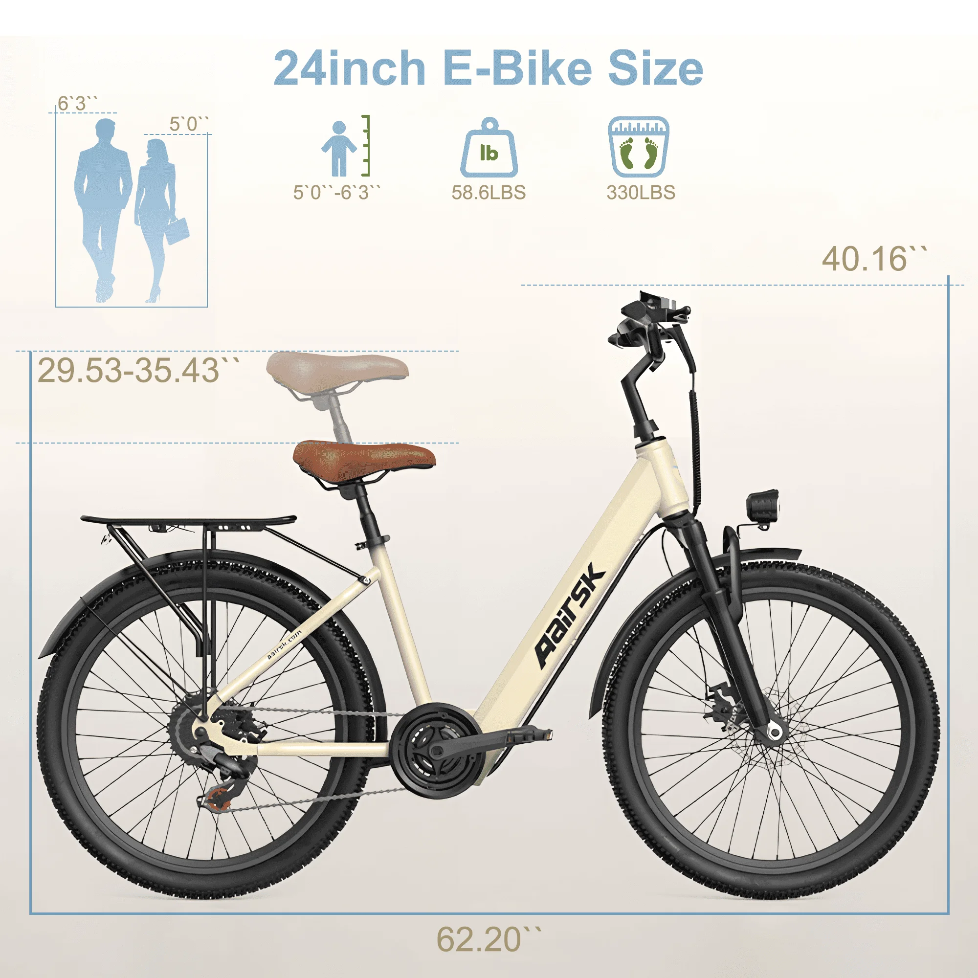 EBike ไฟฟ้าจักรยาน,24 นิ้วจักรยานเสือภูเขาไฟฟ้าพร้อมแบตเตอรี่ลิเธียม,400W 36V มอเตอร์,7 ความเร็ว 23MPH ไฟฟ้าจักรยานสําหรับผู้ใหญ่