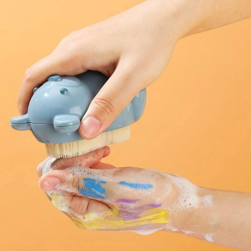 

J15U Nails Scrubber Brush Soft Bristle Brushes Bear Pattern Easy Grip Finger Nails Brush Finger Nails Cleaning Washing Brush