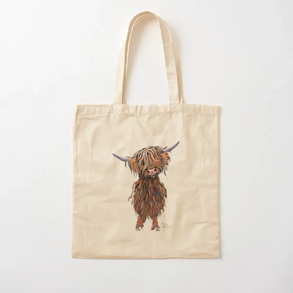 

Scottish Hairy Highland Cow ' WEE M ' by Shirley Macarthur Tote Bag eco pack hand bags Gift bag Tote Bag