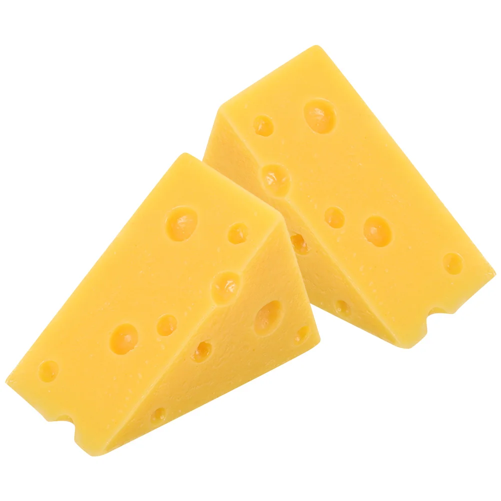 2 Pcs Simulation Cheese Model Food Toys Cake Point Realistic Play Child Ornament