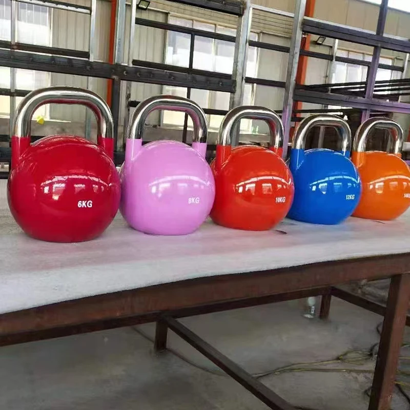 جرس Kettlebell من الحديد الزهر عالي الجودة لأداة تدريب التمارين الرياضية المصنوعة من الفولاذ الملون لرفع الأثقال للمنافسة #5