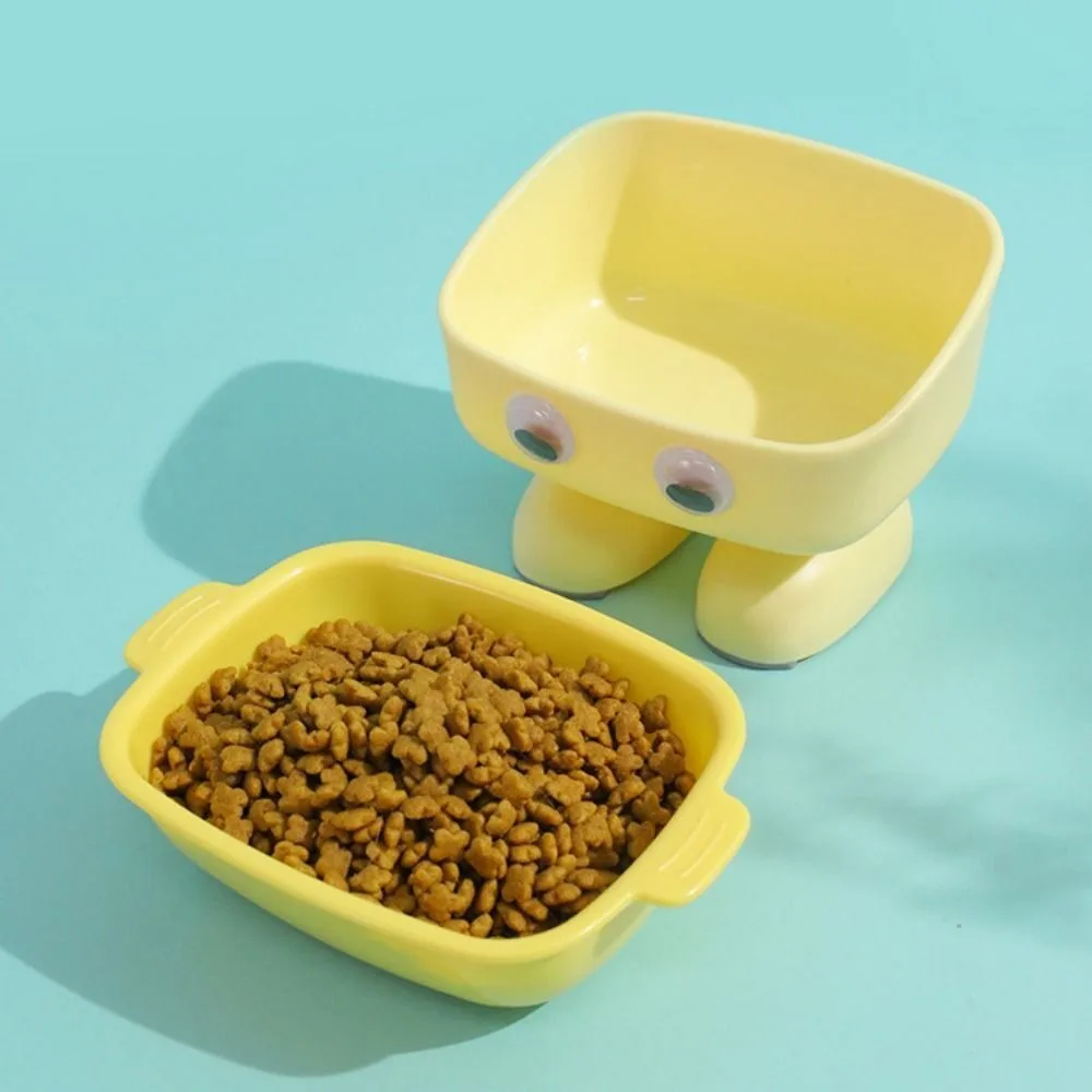 New Anti Rollover Robot Tilt Bowl Plastic Durable Cat Feeding Bowl for Cats Dogs Robot Shape Cat High Foot Bowl