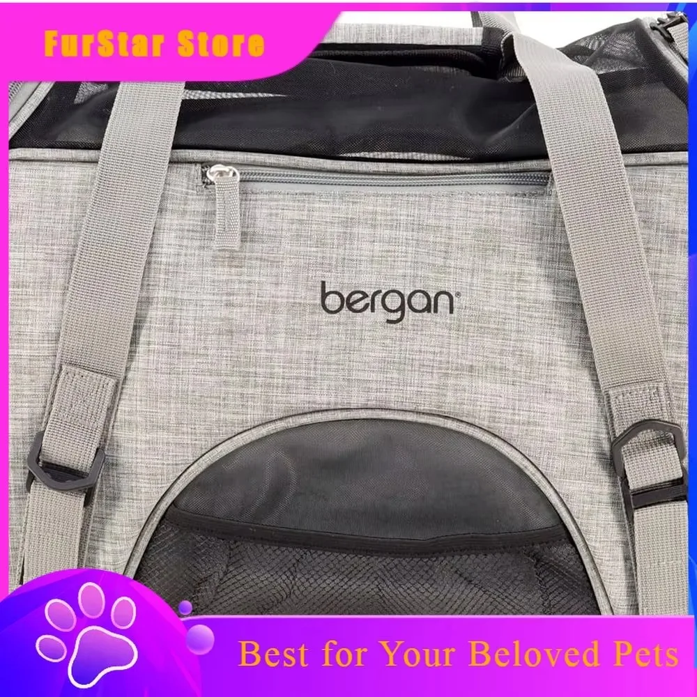 FurStarPet Bergan Comfort Carrier - Transportín de Viaje Transpirable para Perros y Gatos - Gris Jaspeado, 19" X 10" X 13"