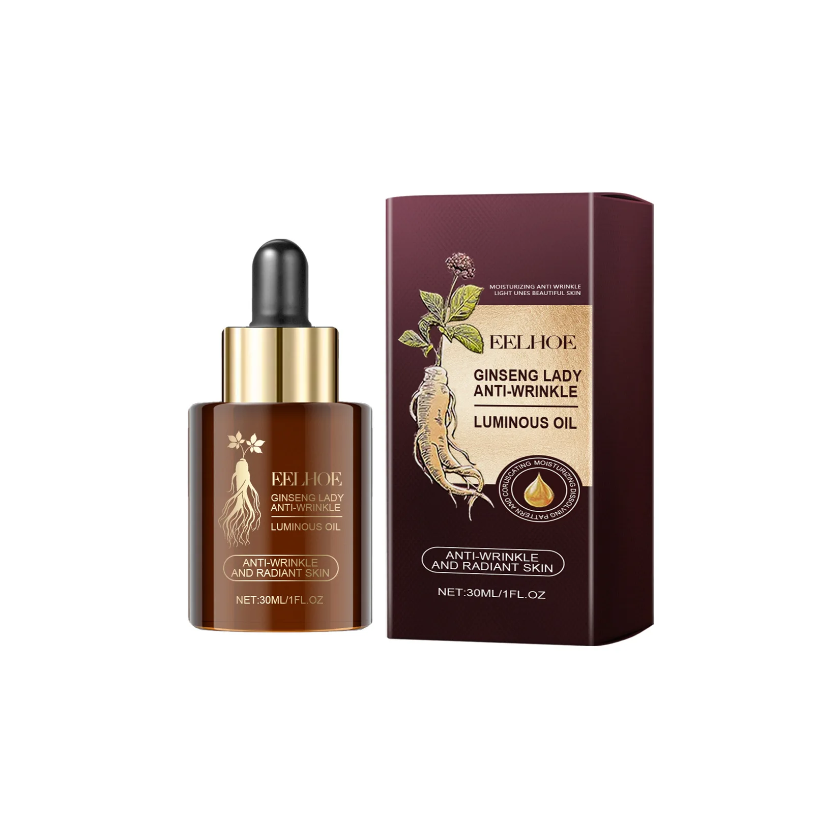 Ginseng Face Essential Oil Moisturizing Facial Contour Hydrated Skin Tightening Tender Skin Hyaluronic Acid Serum Skin Care 30ml