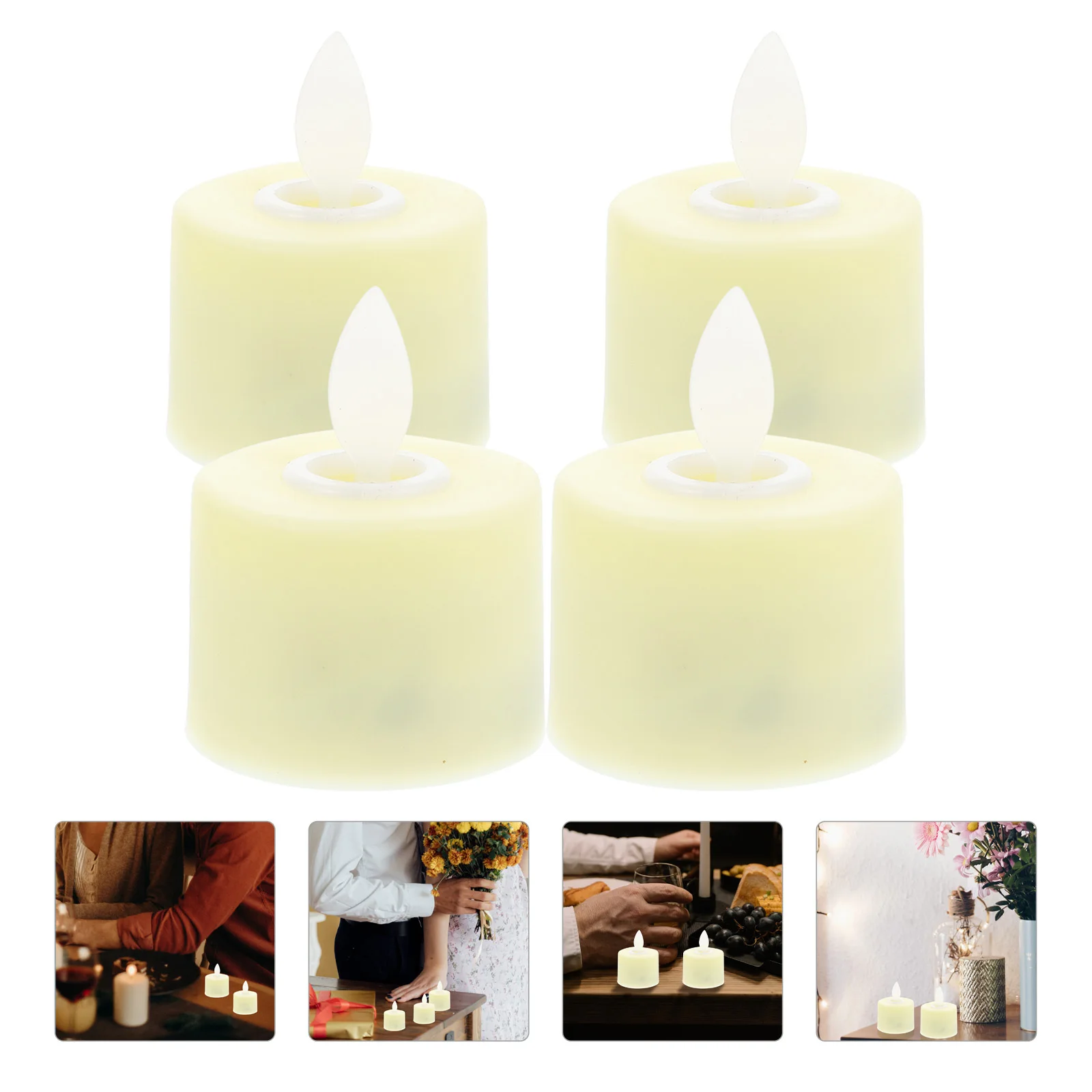 

4 pcs Led Candles Flame-Less Flickering Mood Lights Waterproof Electric Lamps For Table Center Decoration Night Lights