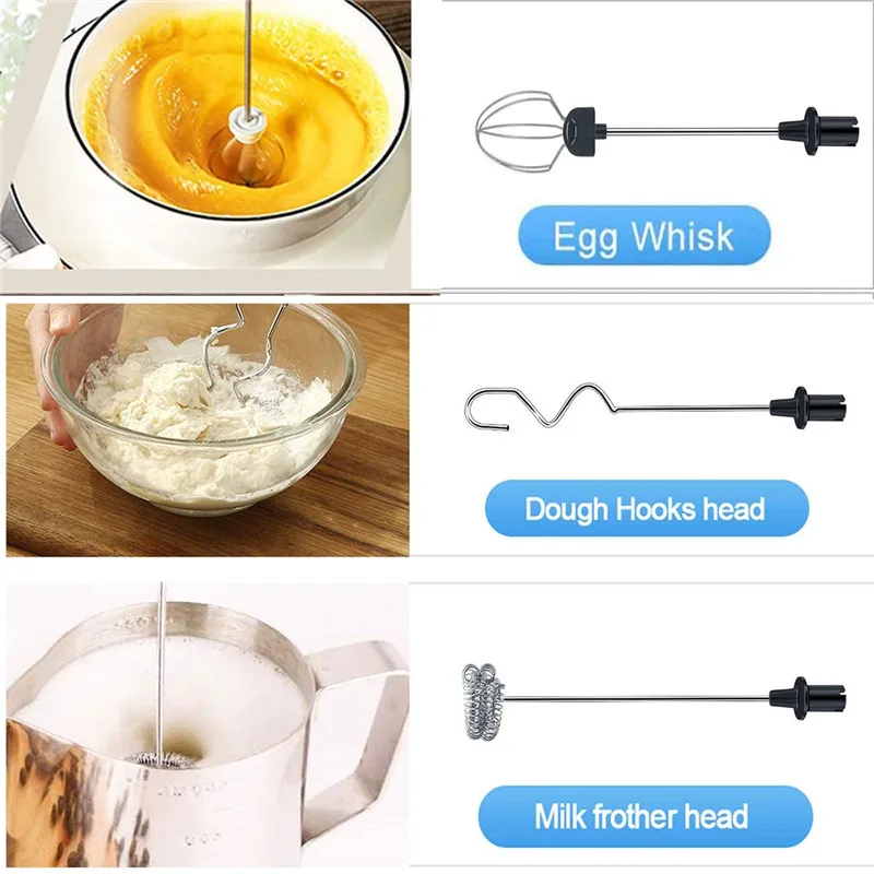 Electric Foamer Mixer Whisk Beater Stirrer 3-Speeds Coffee Milk Drink Frother USB Rechargeable Handheld Food Blender Whisk