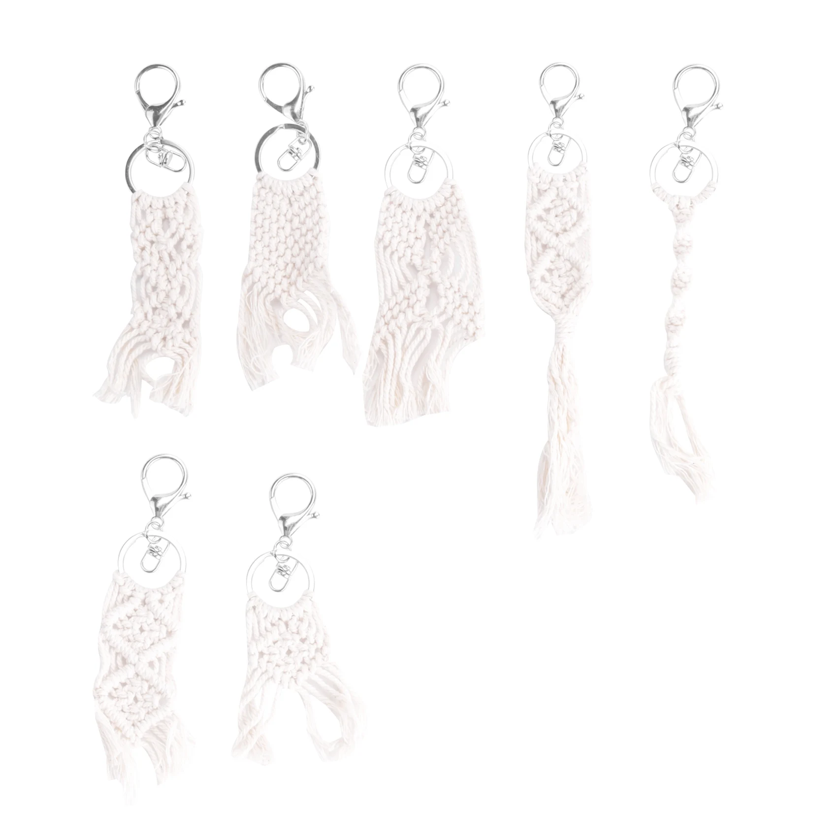 7 Pieces Mini Macrame Keychains Macrame Bag Charms for Car Key Purse Phone Supplies