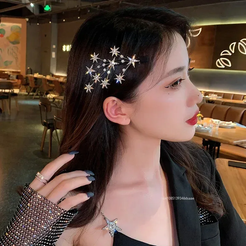 ファッション新ヘアクリップブリンブリンスターラインストーン女性ガールズ女性ヘアアクセサリーヘアピンジュエリー帽子ギフト