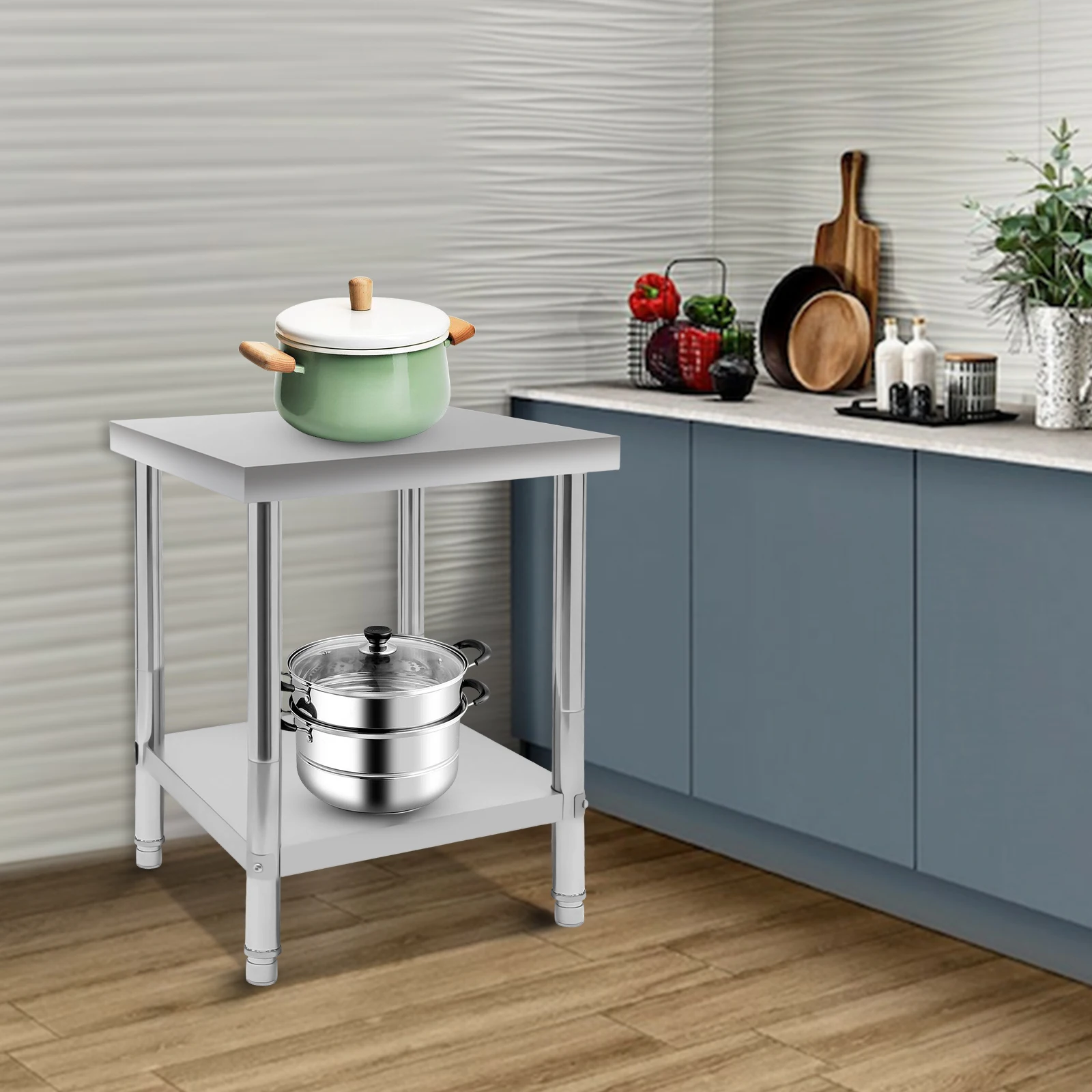 24 * 18 * 31 Zoll Arbeitstisch Edelstahl Kommerzielle Küchenausrüstung Lebensmittelzubereitungstisch 400 kg/881 lbs Last