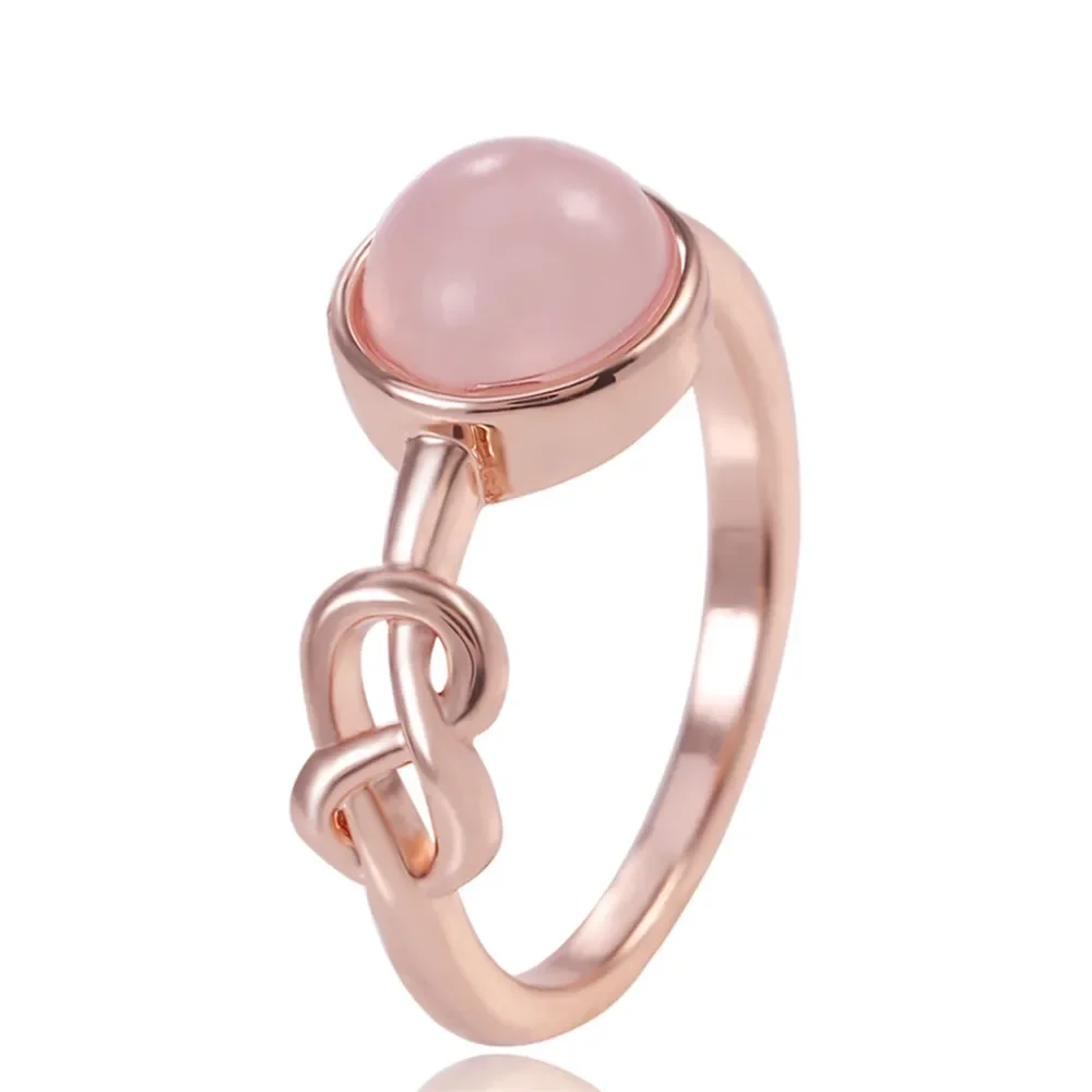 Huitan-anillos femeninos de piedra rosa, Color oro rosa, Plata de Ley 925, exquisito regalo de cumpleaños, joyería de fiesta dulce con temperamento