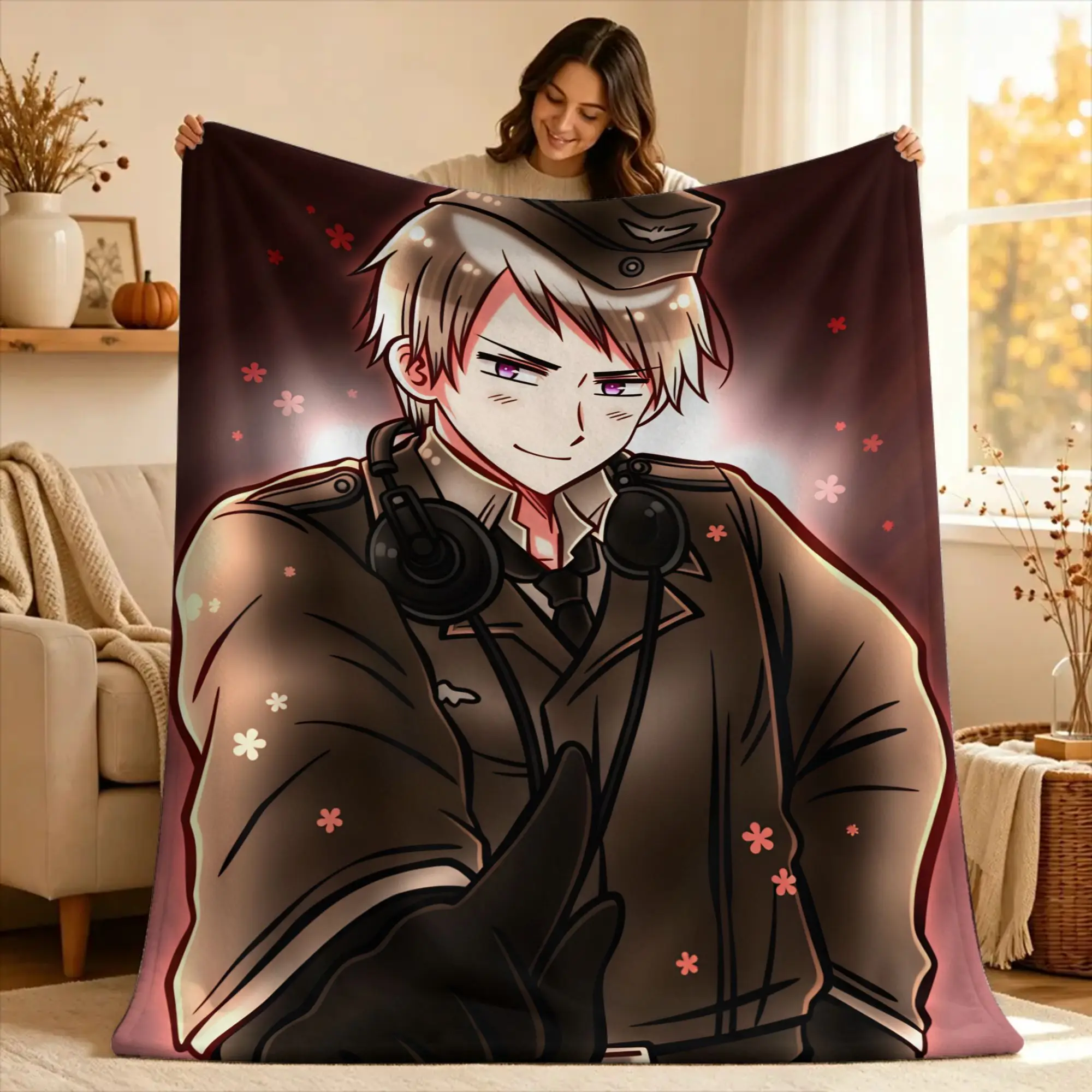P-Prussia hetalia Blanket Quality Warm Soft  Throw Blanket Winter Camping Outdoor Print Bedspread