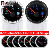 Universal 52mm Fuel Level Gauge 0-190ohm 240-33ohm Waterproof Fuel Level Meter with Alarm 7 Colors Backlight For Car Boat Yacht