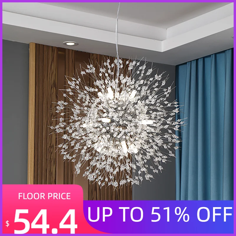 

2021 Modern Crystal Dandelion Chandelier Lighting Pendant Lamp For Living Room Dining Room Home Decoration led Ceiling Lamp