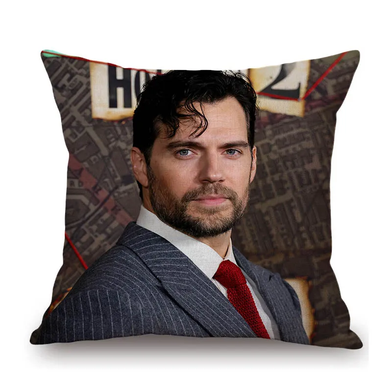 مثير وسيم سوبر ستار هنري كافيل العضلات رجل المشجعين هدية القطن الكتان أريكة رمي كيس وسادة ديكور المنزل الفن غطاء الوسادة #3