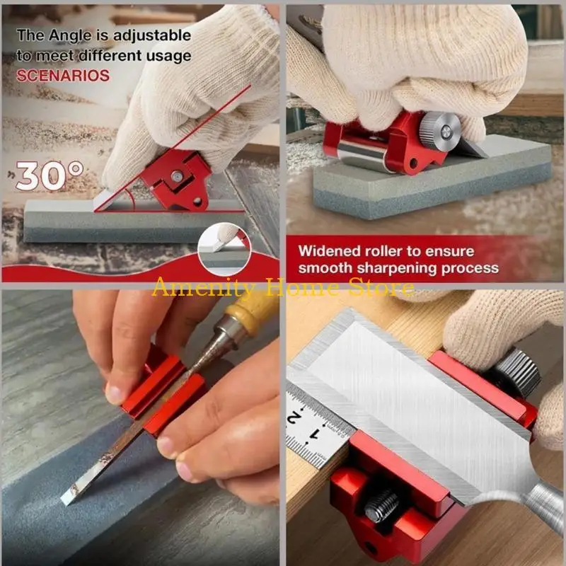 F26C Sharpening Bracket for Chisels and Planer Blades Adjustable Angle and Width Woodworking Accessory