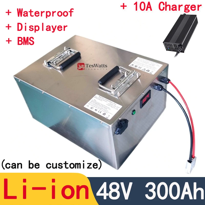 lithium ion 48V 300AH li ion battery for 7000w scooter bike Solar energy storage golf carts inverter vehicle + 10A charger