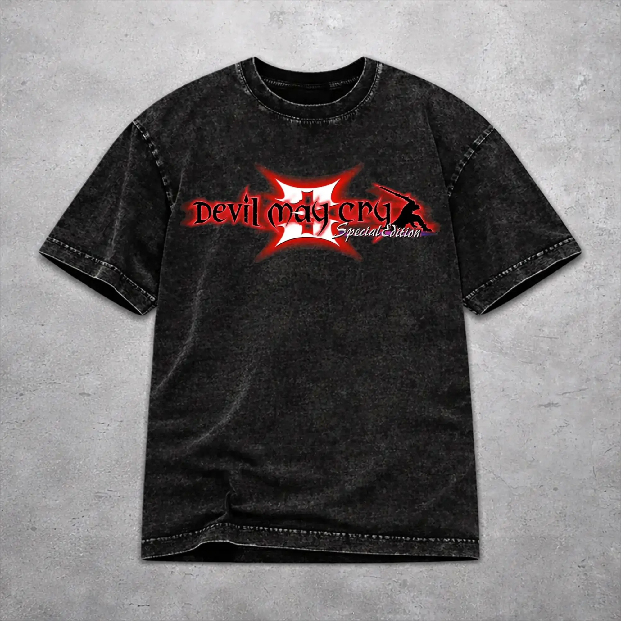 Oversize Devils May-Cry 3 Outfit T Shirt for Men Women  Washed Style Tee Shirts Clothing