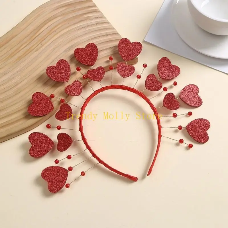 N5KB 장미 판매 발렌타인 데이 하트 헤드 드레스 글리터 헤드웨어를위한 하트 하트