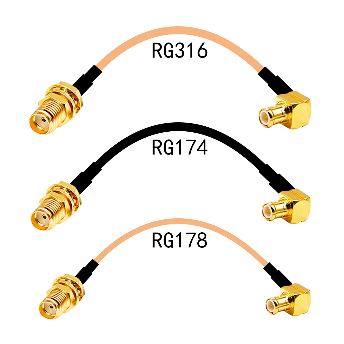 SMA Female Bulkhead  to MCX Male Right Angle RF Cable Assembly RG174 RG178 RG316 10cm/30cm/50cm For Wireless Modem