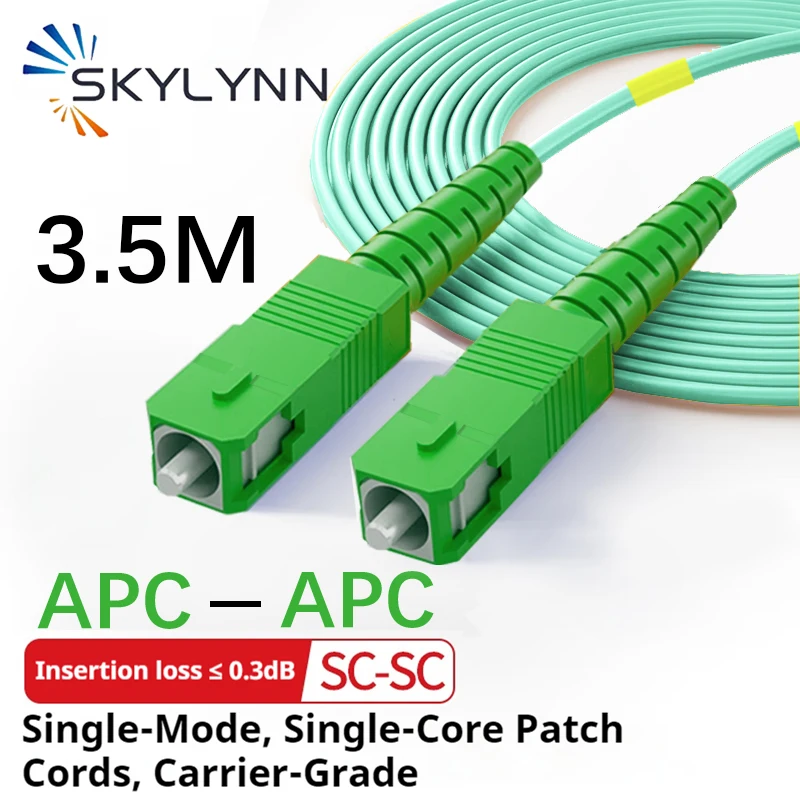 3.5M Factory OEM Brand 50/100PCS SC/APC-SC/APC Single Mode G657A2 Simplex 1.6mm  Fiber Optic Patch Cord Aqua LSZH