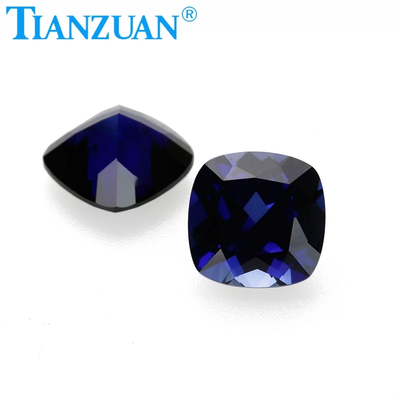 Synthetic Sapphire Cushion Shape Natural Cut Blue Color Artificial Corundum Stone Clear Loose Stone Jewelry Making